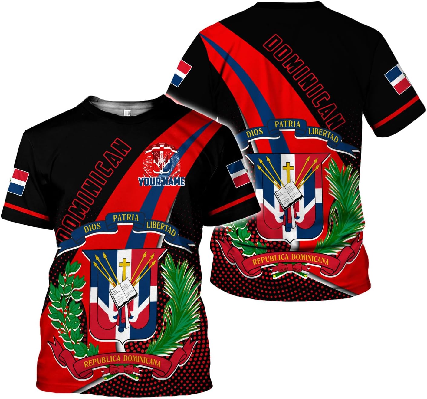 Ligthuy Personalized Dominican Shirt 3D, Dominican Republic Shirts, Dominican Flag Unisex Republica Dominicana Shirt S-5XL