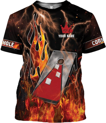 MoonArt Personalized Cornhole Shirts 3D Over Print for Men & Women, Funny Cornhole Player Toss Sports T-Shirt for Team