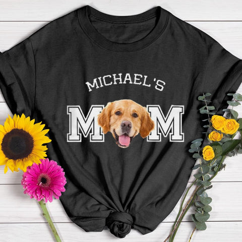 Personalized Dog Mom Shirt Sweatshirt Hoodie with Photo Names Puff Letters Gifts for Women Dog Lovers Christmas Mother's Day