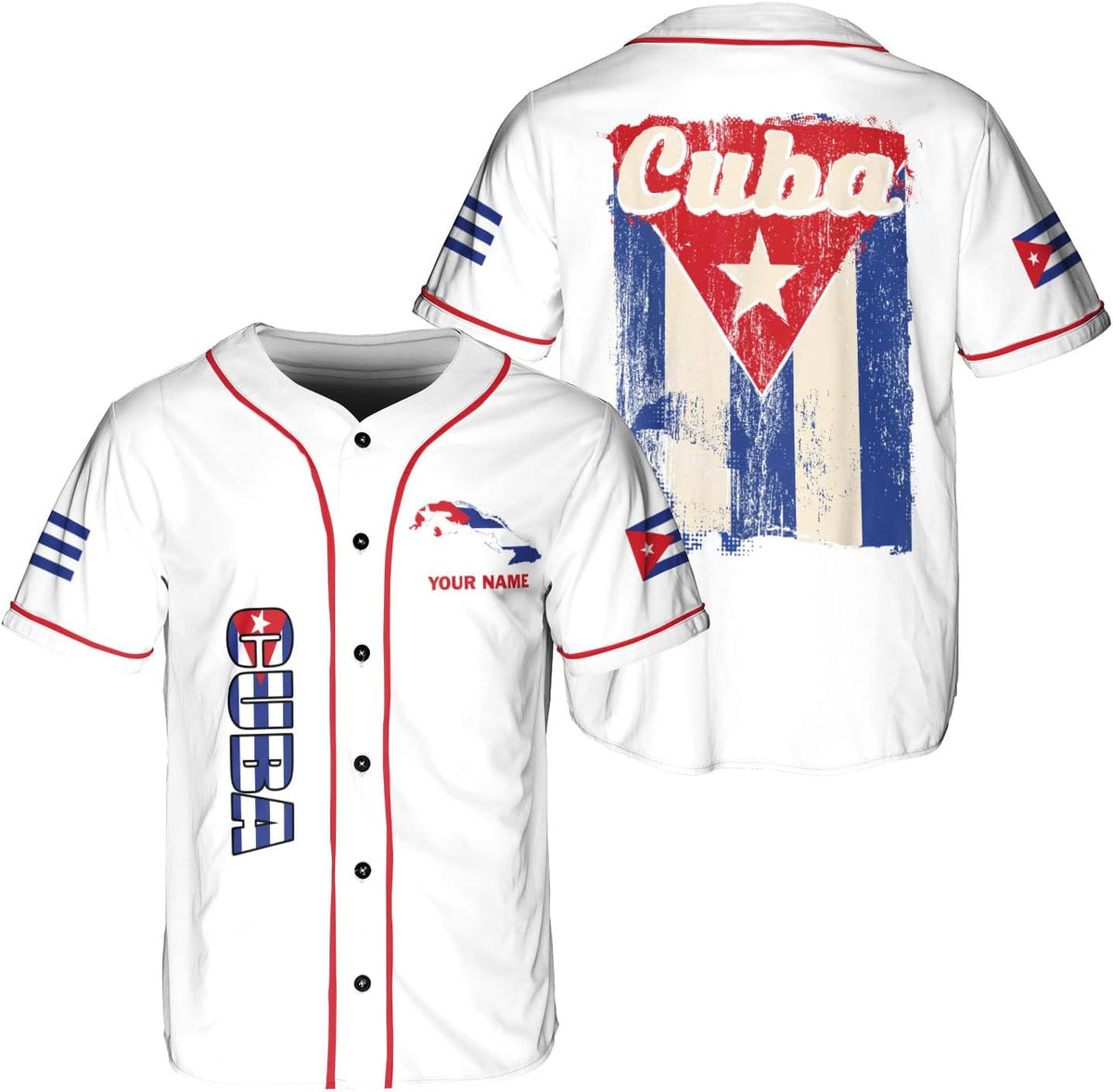 Personalized Cuba Baseball Jersey Shirt, Cuba Flag Jersey, Cuban Jersey for Men and Women, Cuba USA Flag T Shirt