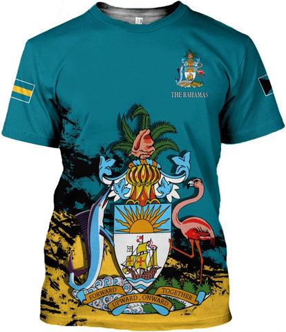 Personalized Bahamas Shirt 3D Custom Bahamas Flag Shirt for Men and Women Bahamas Pride Shirt