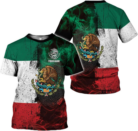 HomeDesign Custom Mexico Shirts Personalized Name Mexican 3D Flag Shirt for Men Women Aztec Unisex US Eagle Pride Camisas