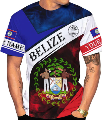 Personalized Belize Shirt for Men and Women, Coat of Arms of Belize Flag Flag Shirt, Belizean Country Flag Gift