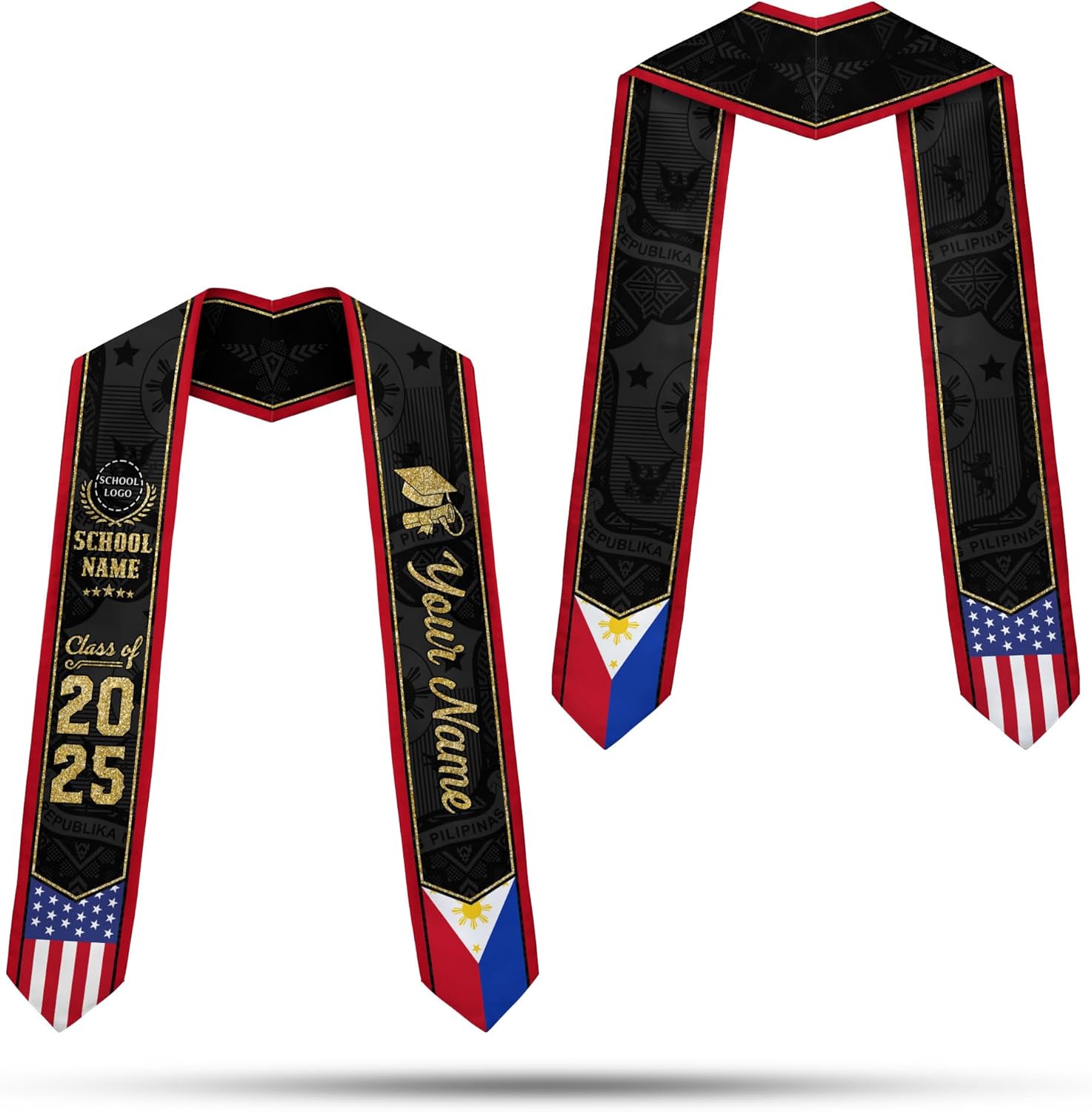 Customize Filipino Graduation Sash, Philippines Graduation Stole, Philippine Graduation Sash 2025