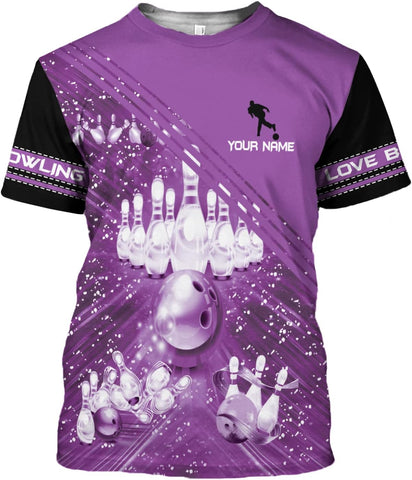 Personalized Name Bowling Shirts for Women 3D, Bowling Shirts with Name, Custom Bowling Shirts Gift for Bowling Lover