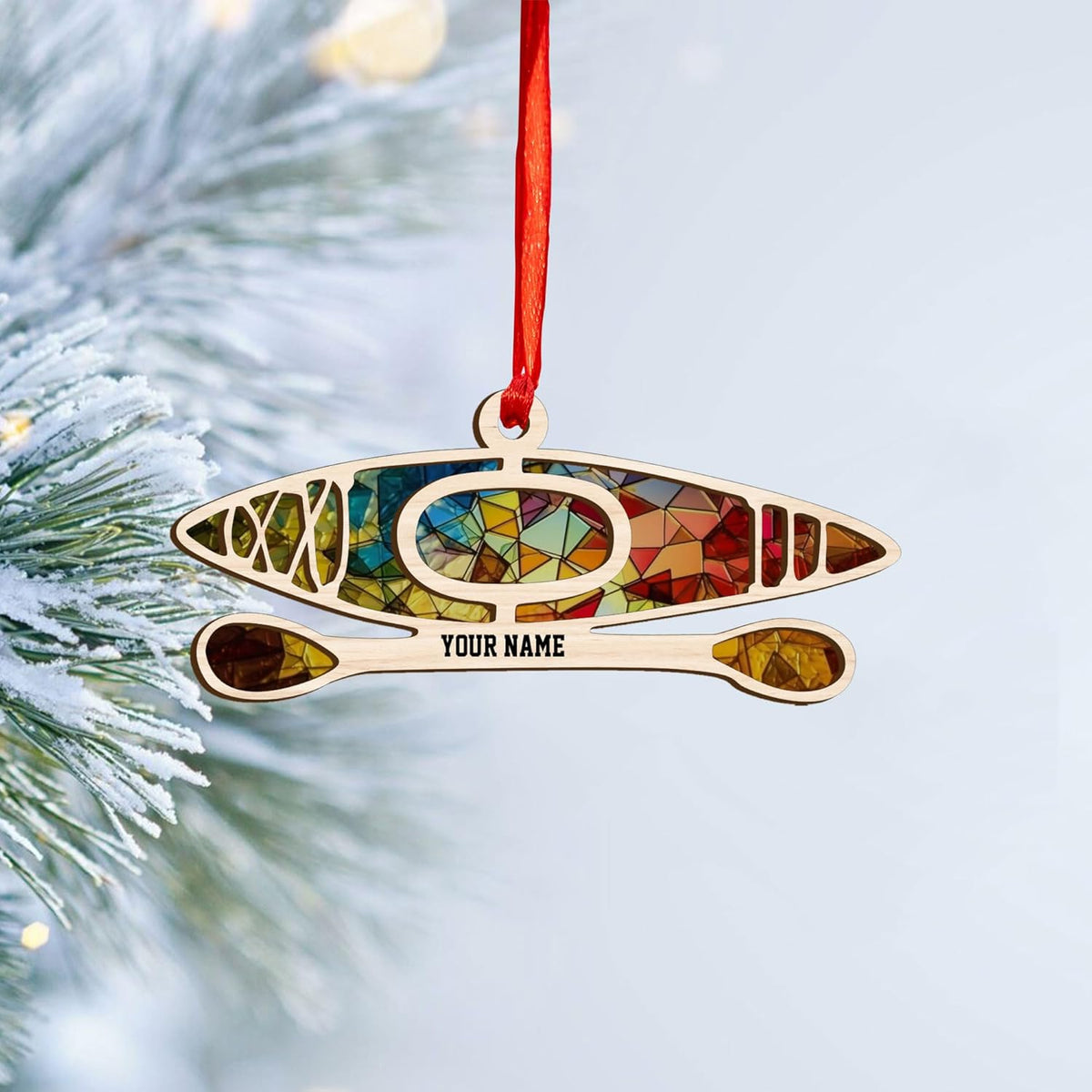 AOVL Personalized Kayak Ornament Lake Kayaking Board Ornament Kayak Gift for Christmas Tree Kayaking Christmas Ornament Kayaking Gifts Ornaments (Kayak 8)