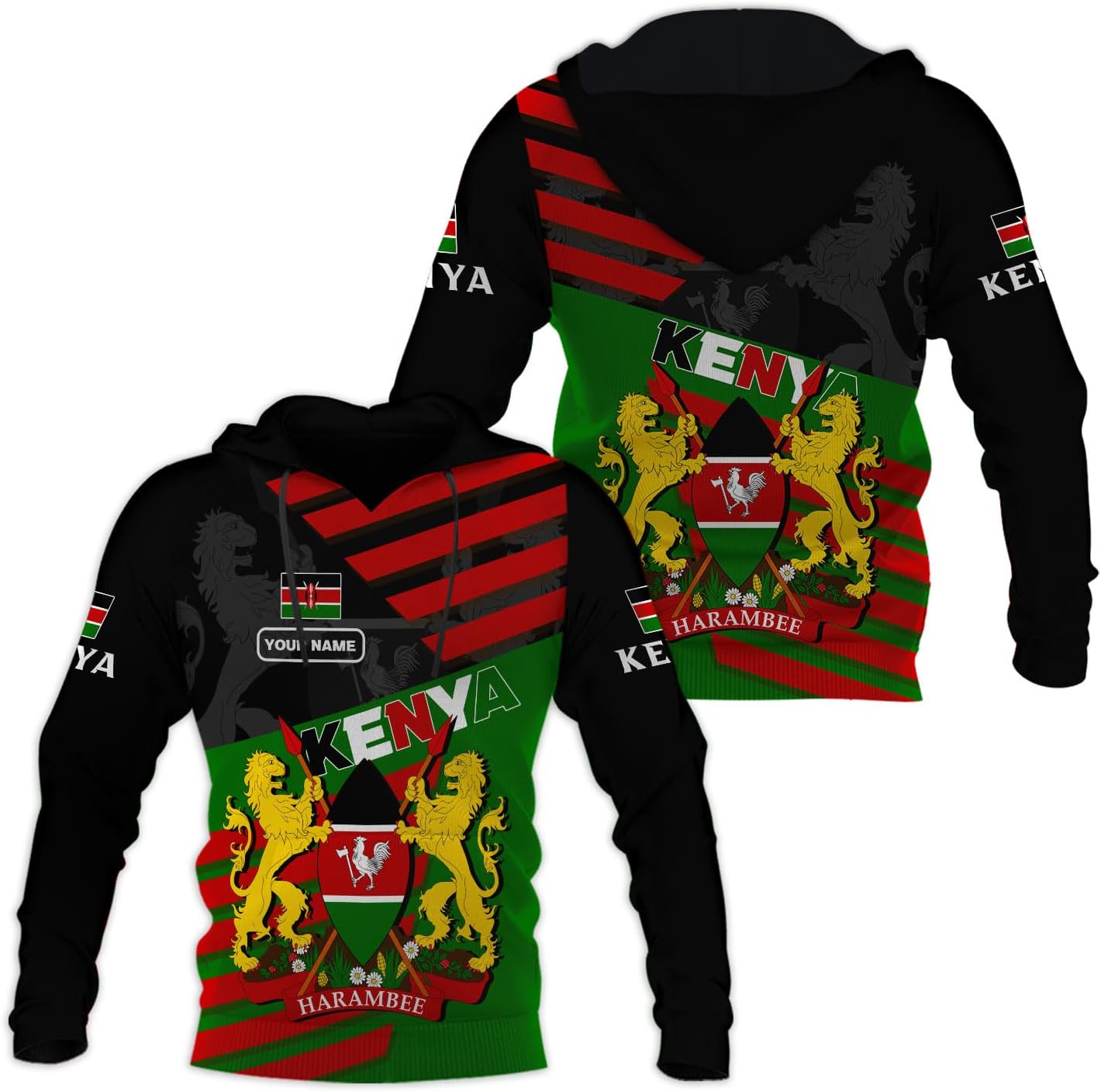 MAPrints Personalized Kenya 3D Shirts Kenyan Pride Gift T-Shirt Kenyan Flag Kenya Shirt Kenyan Africa Pride Flag Print Shirts