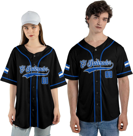 Personalized Name El Salvador Baseball Jersey Shirt El Salvador Flag Shirt Men Salvadorans Pride Jersey El Salvadoreña Tshirt