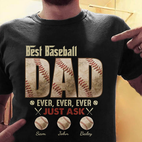 Personalized Baseball Dad Shirt, Custom Dad Baseball T-Shirt, Baseball Dad Gifts, Baseball Lover Gift, Dad's Birthday Present