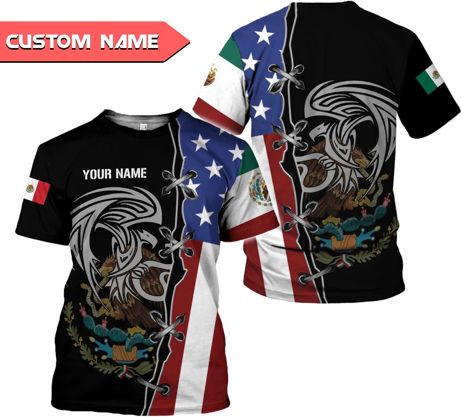 Personalized Name Mexican Shirts for Men 3D Customized Mexico Shirts for Men, Mexico Shirts for Women Mexico Shirt (US, Alpha, Small, Regular, Regular, Multi 8)