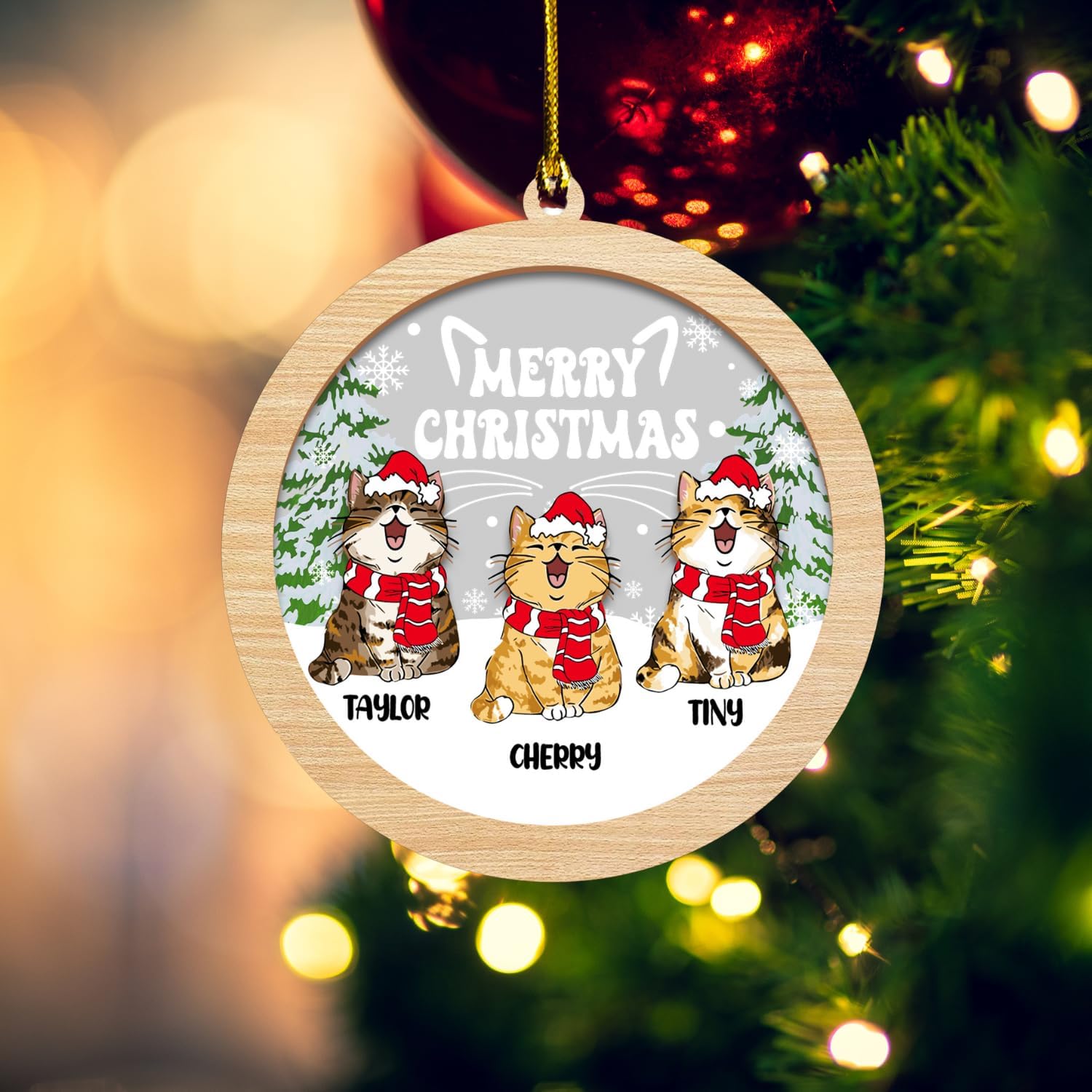 MAPrints Personalized Cat Ornaments for Christmas Tree, Custom Cat Christmas Ornament 2024, Gifts for Christmas Cat Lovers Cat Memorial Ornament, Cat Hanging Ornament Cat On The Moon (CAT 1)