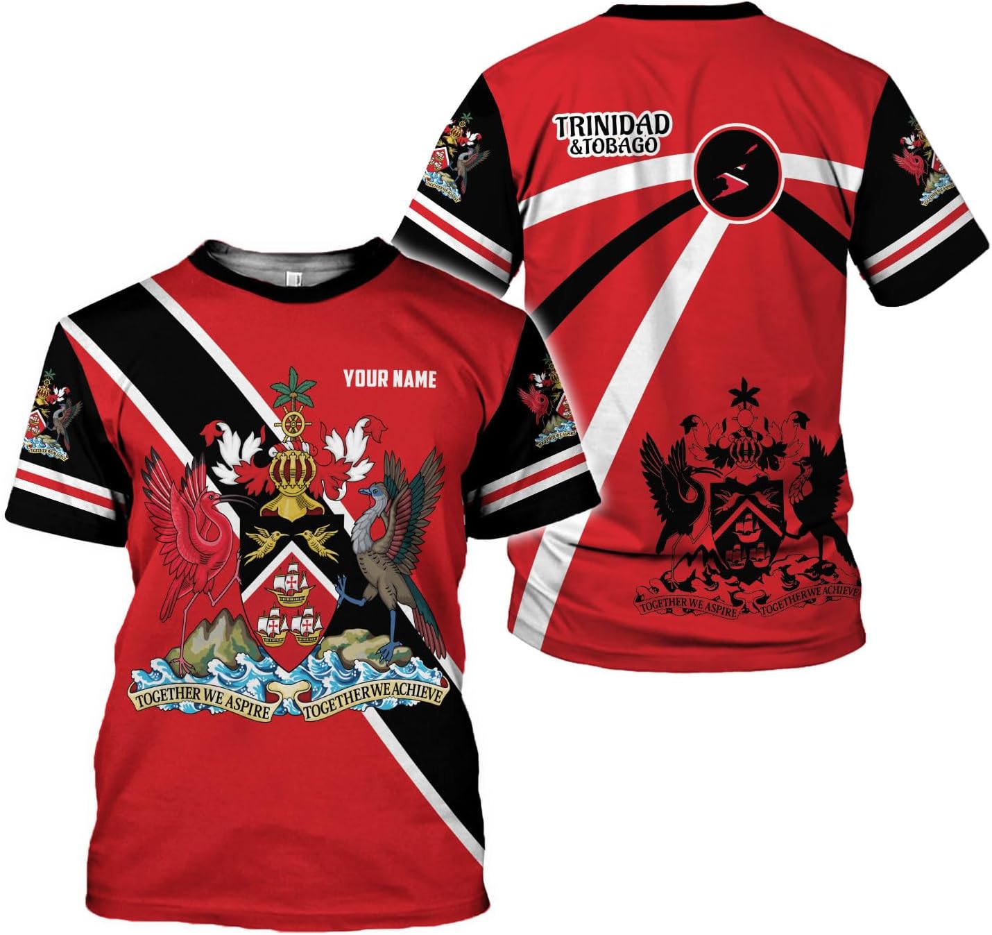Personalized Trinidad & Tobago Shirts Trinidad and Tobago Coat of Arms Flag 3D Shirts Trinidad Pride Independence