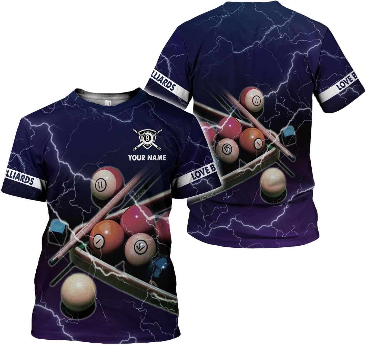 Parvii Personalized Billiards Shirt for Men, 8 Ball Pool Shirt, Billiards Gift