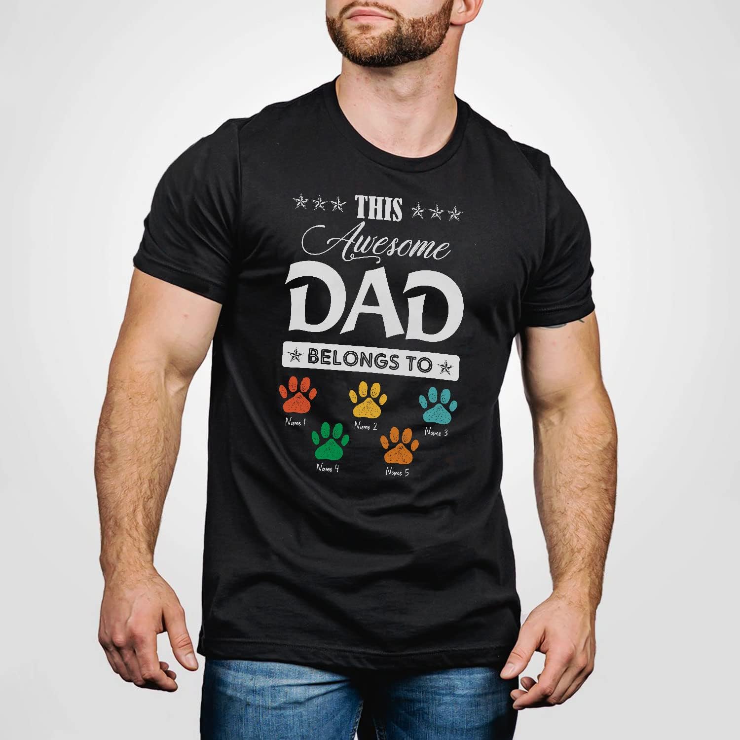Personalized Dog Dad Shirts for Men, Best Dog Dad Ever Tshirt Gifts Fathers Day, Custom Funny Dogfather T-Shirt (TS20)