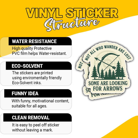 (3PCS) Not All Who Wander are Lost Some are Looking for Arrows Sticker, Gifts Funny Archery Quote Stickers Forest Bow Arrow for Outdoor Lovers and Campers Car Decal for Water Bottle Phone Case 3 Inch