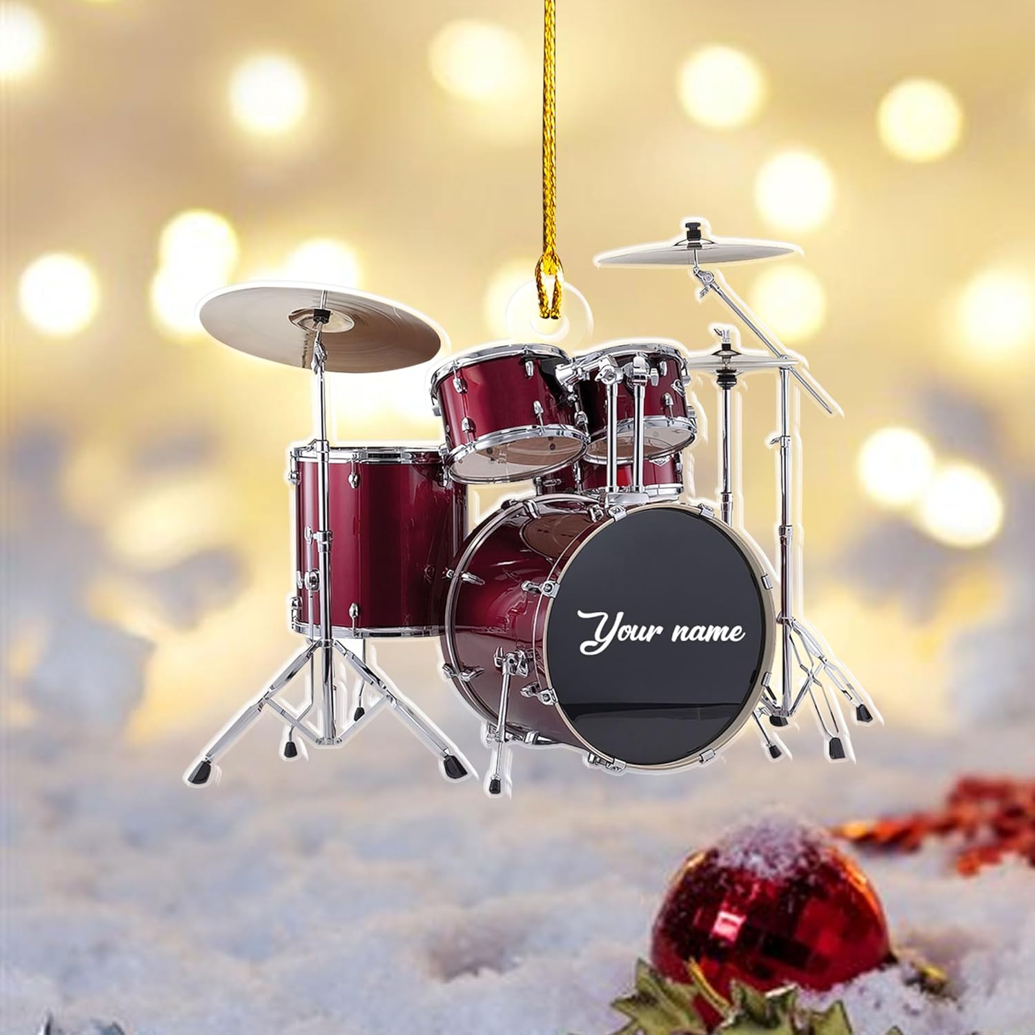 Podagree Personalized Drum Set Ornaments for Christmas, Customized Drummer Playing Drum Christmas Ornament 2023, Custom Name Year Drummer Xmas Ornament, Instrument Ornaments, Drum Ornament Xmas (DR9)