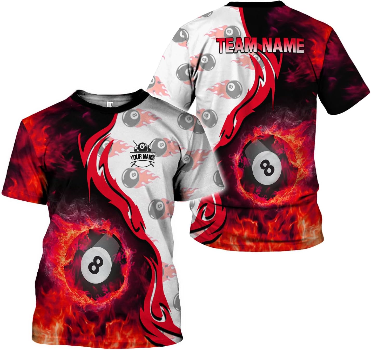Ligthuy Personalized Name Billiard Shirts 3D, Billiards Shirt 8 Ball Billiard Shirt Custom Men's Pool Men Women1