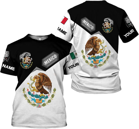Personalized Mexico shirt, custom name Mexican Eagle Hoodie Shirt Sweatshirt, Mexico Flag Gift Hoodie Men 3D All Over Printed Unisex For Men Women Adult Kid AD669, 5X-Large