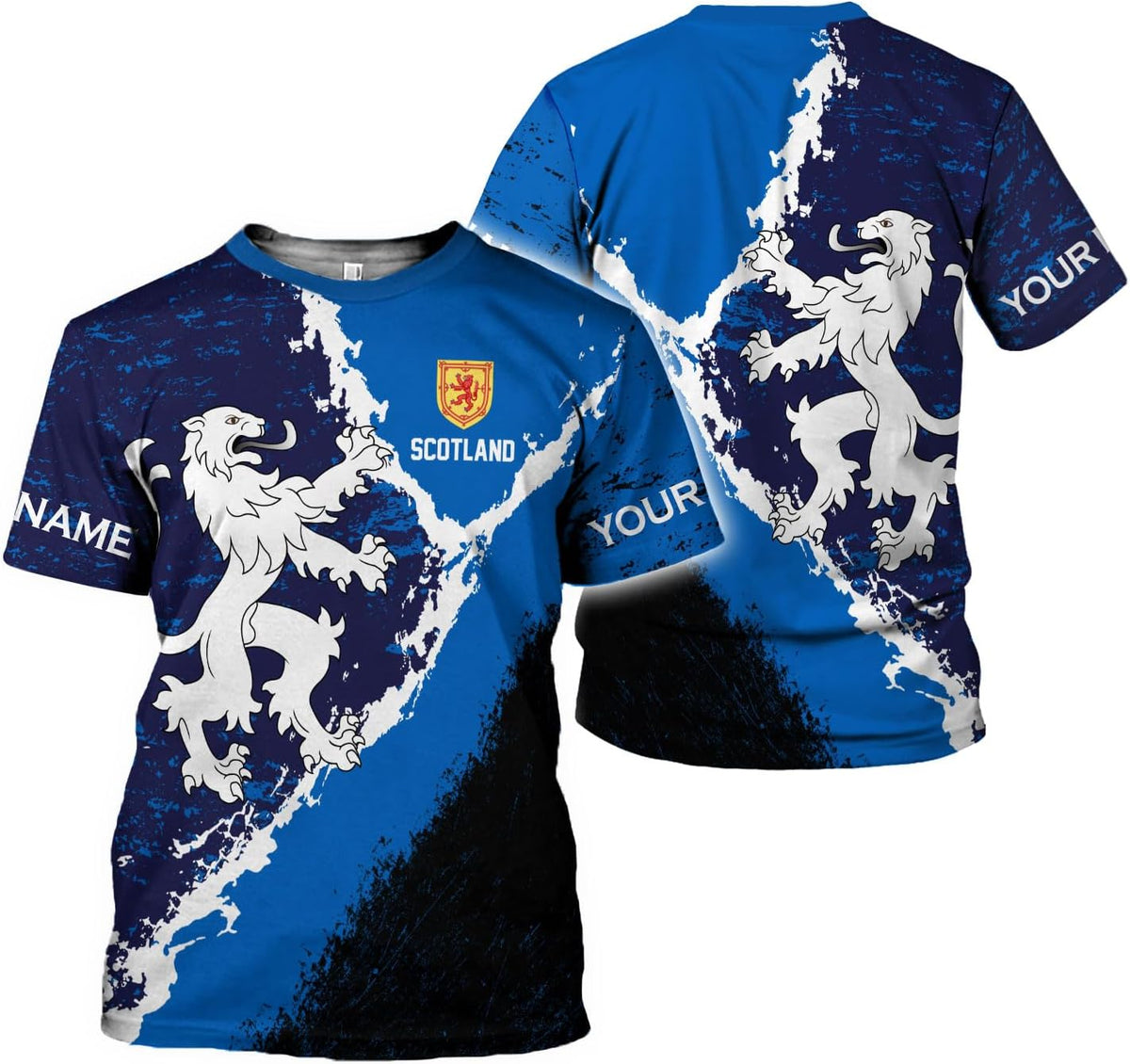 Custom Scotland Shirts for Men Scottish Rampant Lion Scotland Coat of Arms Banner T-Shirt Lion Scottish Pride Gift Shirts 3D