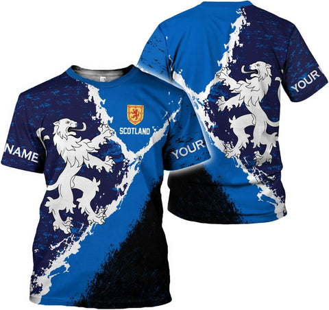Custom Scotland Shirts for Men Scottish Rampant Lion Scotland Coat of Arms Banner T-Shirt Lion Scottish Pride Gift Shirts 3D