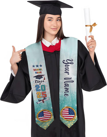 Pretyprints Personalized Class Of 2025 Teacher Graduation Stole Custom Teacher Pencil Graduation Sash Gift College Graduation
