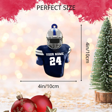 Personalized Name Football Ornaments 2024, Customized Football Christmas Ornaments Wood, Acrylic Ornament Christmas Tree Hanging Ornament Pine Tree Decorations for Kid Couple Friends Family