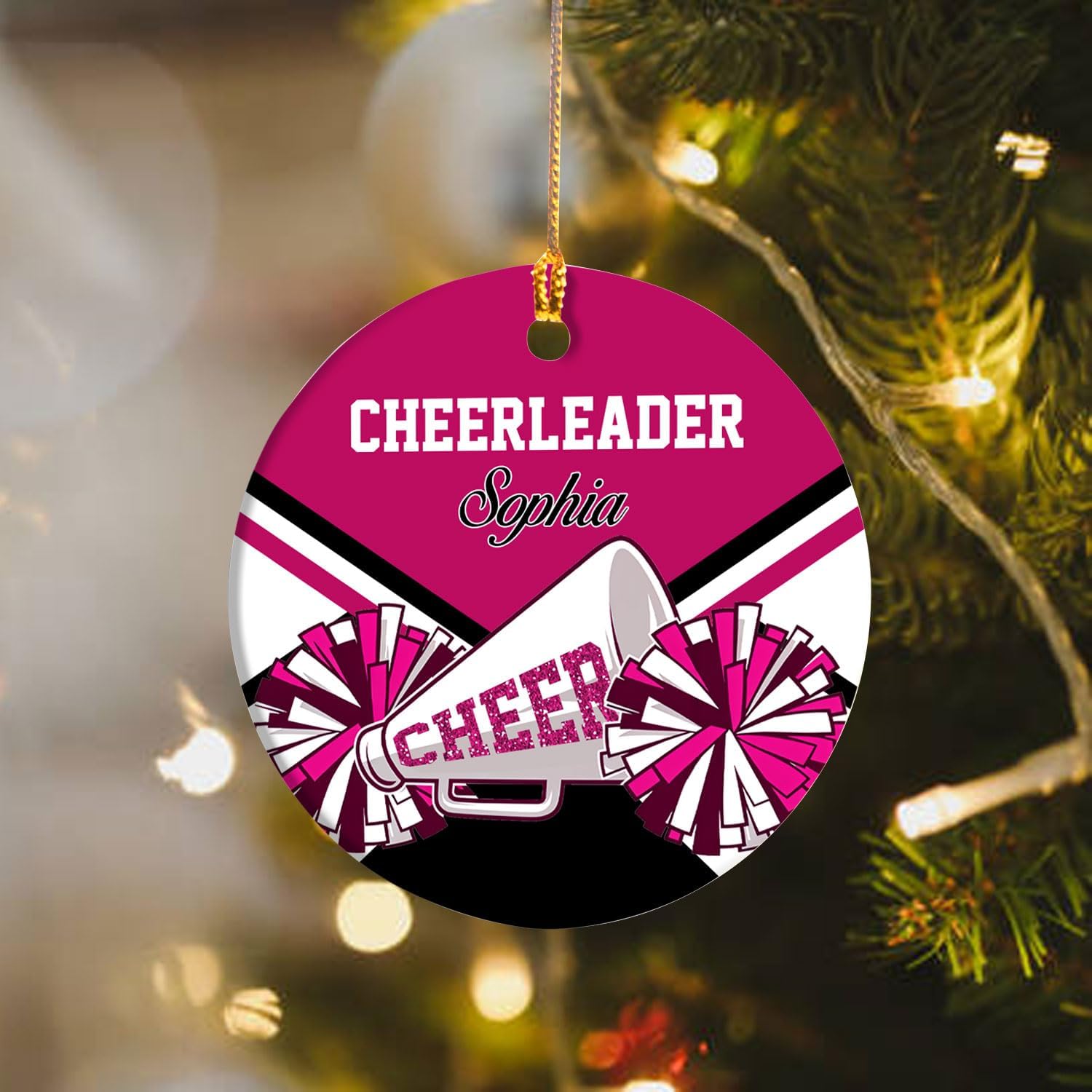 MAPrints Personalized Cheerleader Christmas Ornament 2024, Cheerleading Stuff Ornament, Cheer Captain Ornament, Cheer Girl Dancer Cheerleading with Real Red Pompom Ornament for Xmas Tree (Cheer 6)