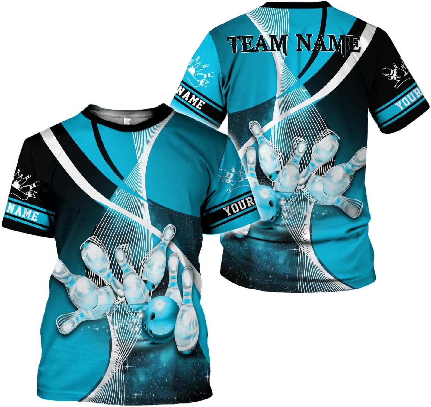 Rivelus Personalized Name Bowling Shirts for Men and Women 3D, Bowling Shirts for Team Bowling, Bowling Shirts Gift