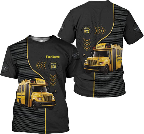 Personalized School Bus Driver Shirt Custom School Bus Driver Shirts Yellow Bus Driver 3D T Shirts Tshirt for Men and Women (Style 7), Large-5X-Large