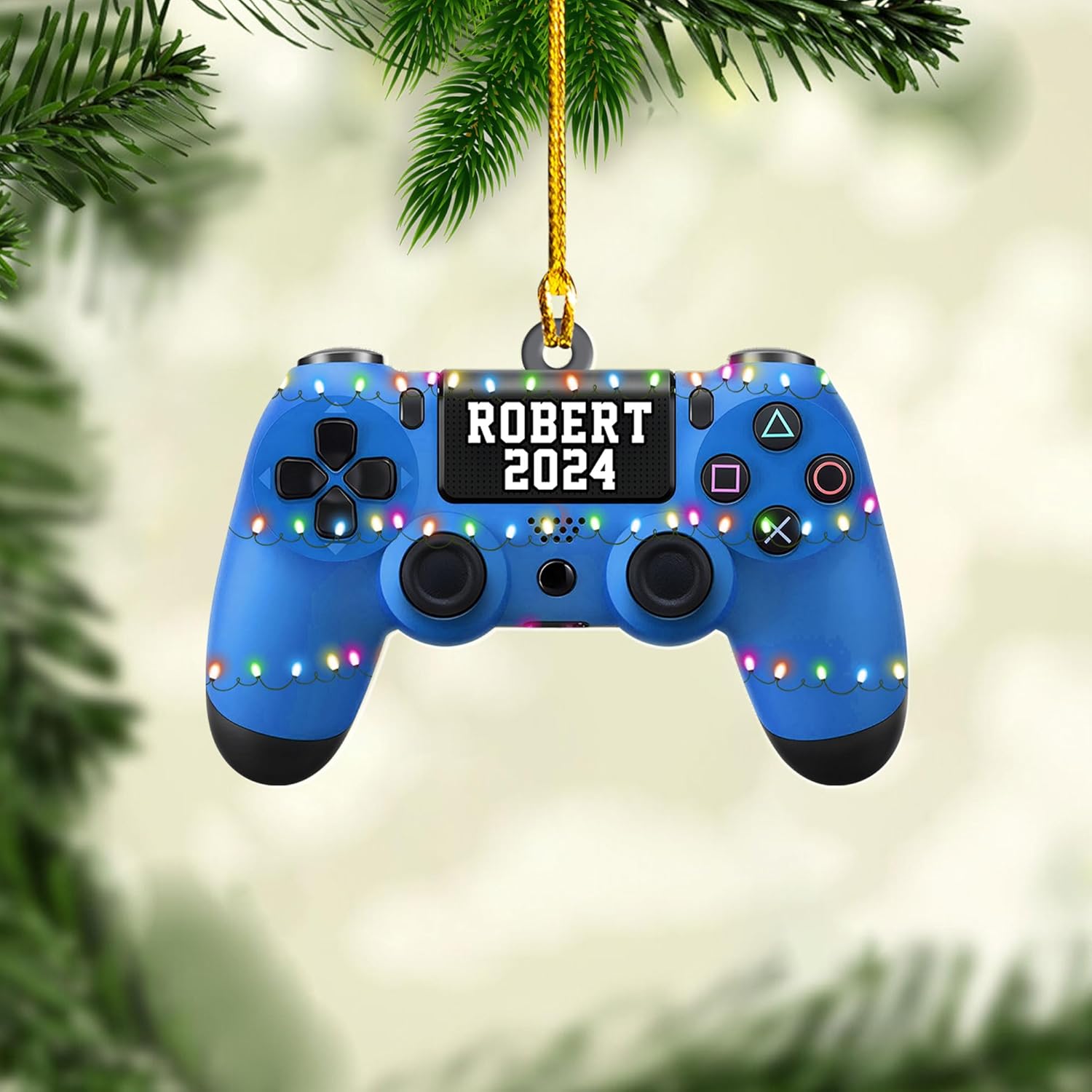 Artparel Personalized Gamer Ornament Custom Name Game Controller Ornament Shape Flat Computer Ornament for Gamer Gaming Ornament Gamer Christmas Ornament (GC2)