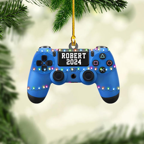 Artparel Personalized Gamer Ornament Custom Name Game Controller Ornament Shape Flat Computer Ornament for Gamer Gaming Ornament Gamer Christmas Ornament (GC2)