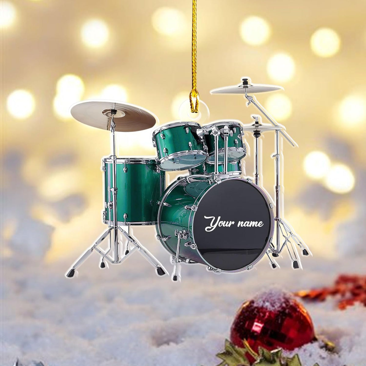 Podagree Personalized Drum Set Ornaments for Christmas, Customized Drummer Playing Drum Christmas Ornament 2023, Custom Name Year Drummer Xmas Ornament, Instrument Ornaments, Drum Ornament Xmas (DR9)