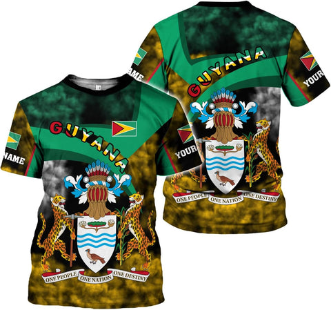 Rivelus Personalized Name 3D Shirt, Guyana Tshirt for Men Women, Guyanese Flag Pride Shirts, Guyana Gift S-5XL