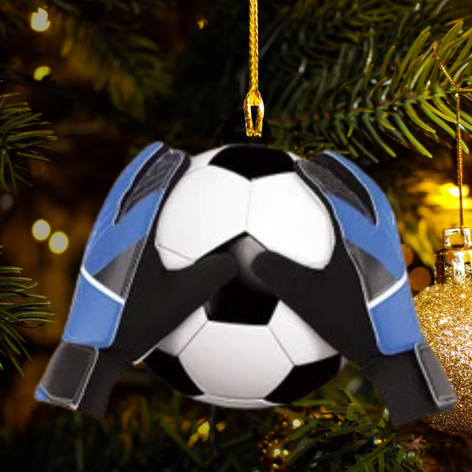 Mostprints Personalized Name and Numer Soccer Christmas Ornament 2023, Custom Soccer Ornaments for Xmas, Soccer Ornament Handmade from Wood Tree Hanging Ornament Pine Tree (Soccer 15)