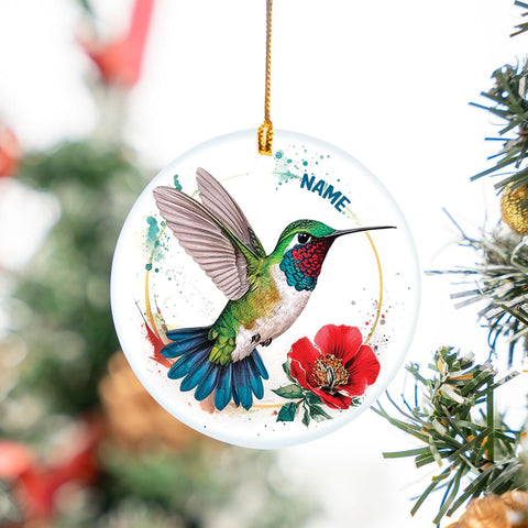 MAPrints Personalized Hummingbird Ornaments for Christmas Tree 2024, Hummingbird Christmas 2024 Ornament, Bird Ceramic Ornament, Gifts for Bird Lovers (NBird 9)