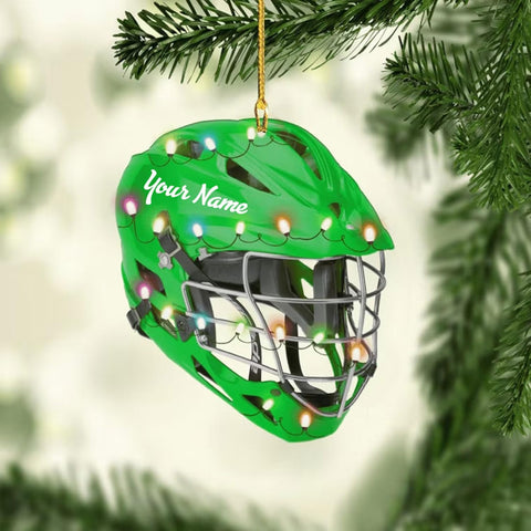 HomeDesign Personalized Lacrosse Ornament, Lacrosse Amor Shape Flat Ornament, Lacrosse Helmet Ornaments, Gifts for Lacrosse Lovers, Lacrosse Players, Lacrosse Christmas Ornament (LA 4)