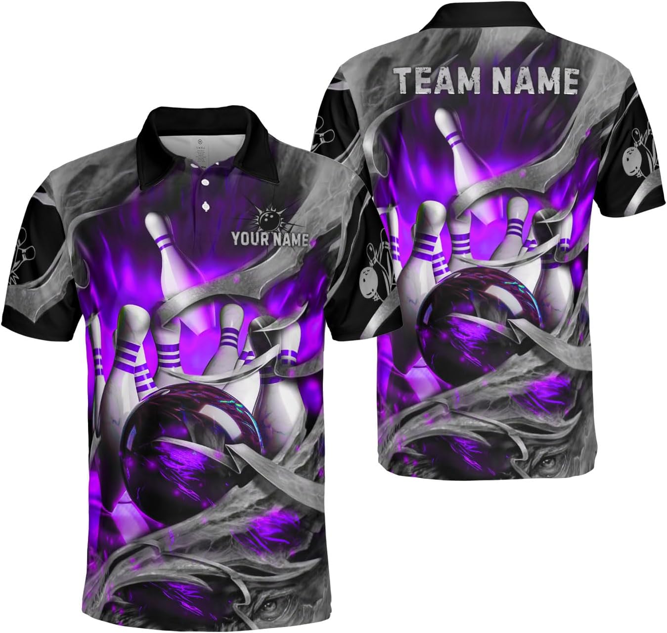 Mostprints Personalized Name Bowling Polo Shirts 3D for Men and Women, Bowling shirt, Bowling Shirts for Men Team Bowling Shirt