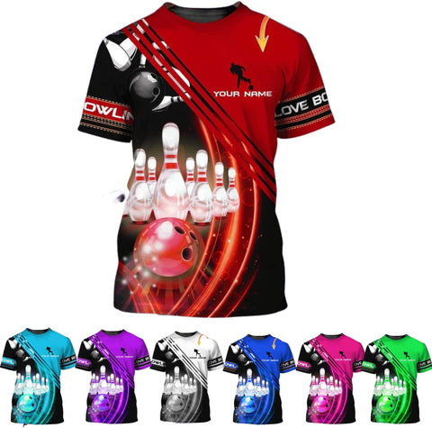 Personalized Name Bowling Shirts for Women 3D, Bowling Shirts with Name, Custom Bowling Shirts Gift for Bowling Lover