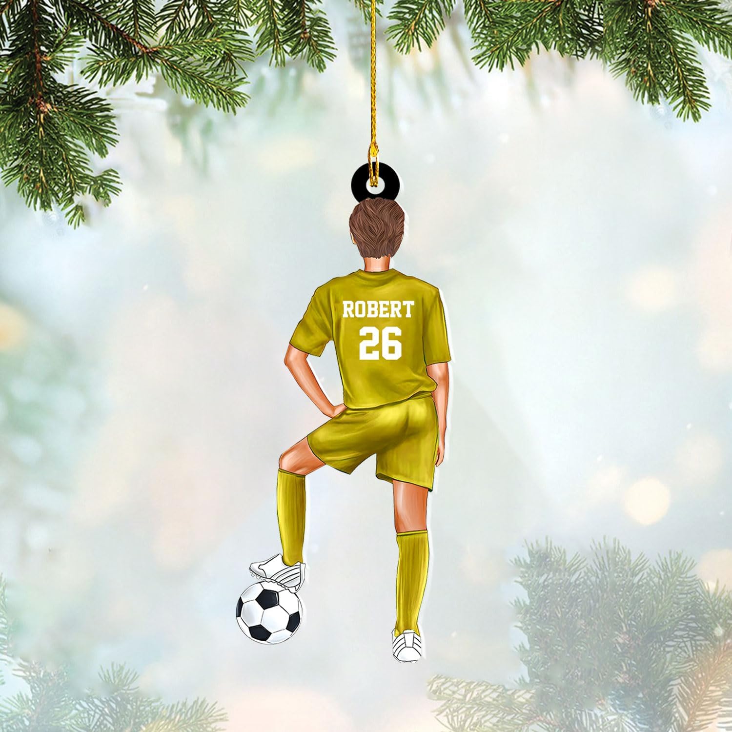 mostprints Personalized Soccer Christmas Ornament, Soccer Ornament for Boys, Soccer Team Ornaments, Gifts for The Soccer Player, Soccer Player Ornament, Soccer Gift Tree Hanging (SC9)