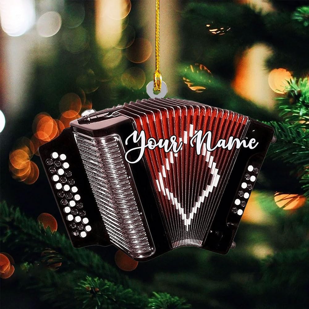 Podagree Personalized Accordion Acrylic Ornament, Classic Accordion Personalized Flat 2D Ornament, Musician Ornament Gift, Accordion Lover Gift (AC6)