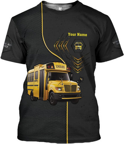 Personalized School Bus Driver Shirt Custom School Bus Driver Shirts Yellow Bus Driver 3D T Shirts Tshirt for Men and Women (Style 7), Large-5X-Large