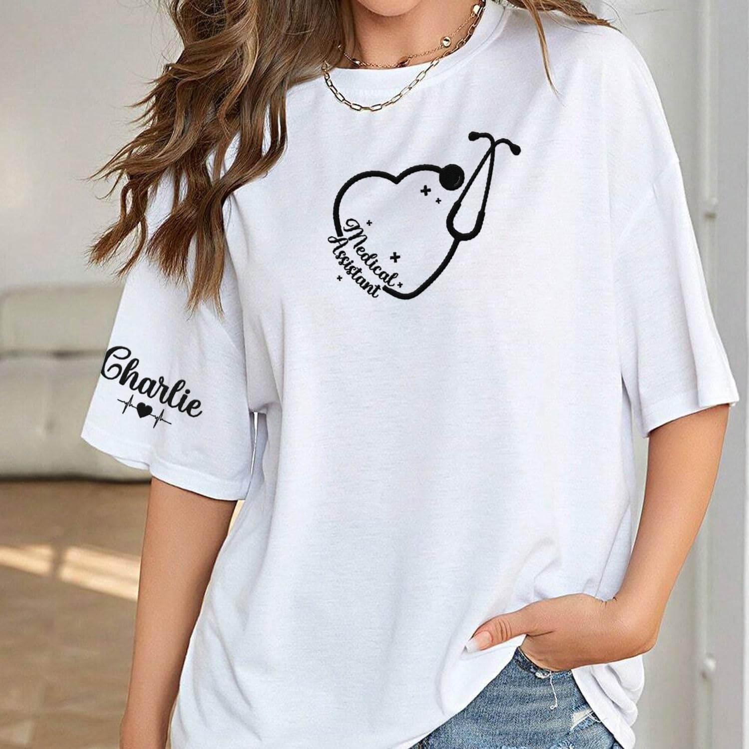 Custom Medical Assistant Embroidered Sweatshirt for Women, MA Nurse Crewneck, Medical Assistant Shirts Gift for Nurse