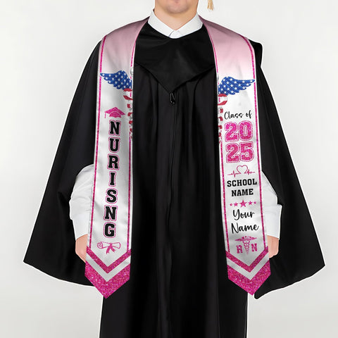 Pretyprints Custom Nurse Sash Graduation, RN Graduation Stole Gifts for Friends Nursing Student Senior Class Of 2025