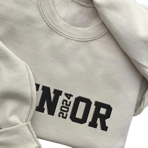 Personalized Senior Class of 2024 Embroidered Sweatshirt, 2024 Graduation Gifts, Senior 2024 Graduation Shirt (Cotton, SS206), Small-5X-Large