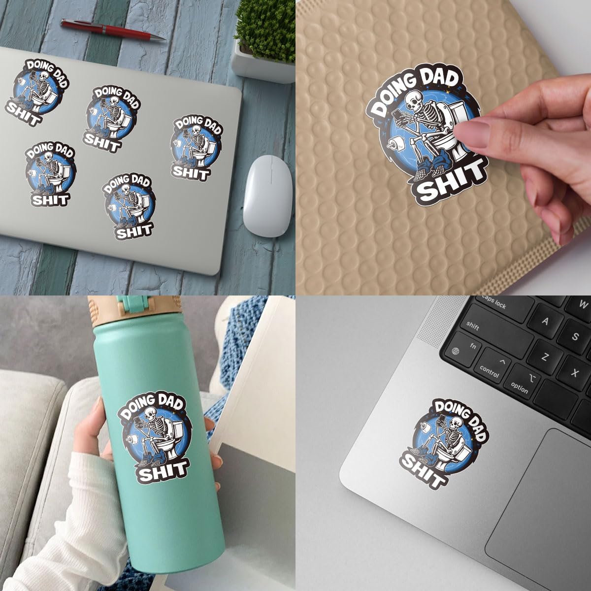 3 Pcs Doing Dad Shit Sticker, Funny Sarcastic Vinyl Die-Cut Waterproof Sticker for Laptop Water Bottle Phone Case Tumbler Kindle Hard Hat Quote Decal Gifts 3"x3"