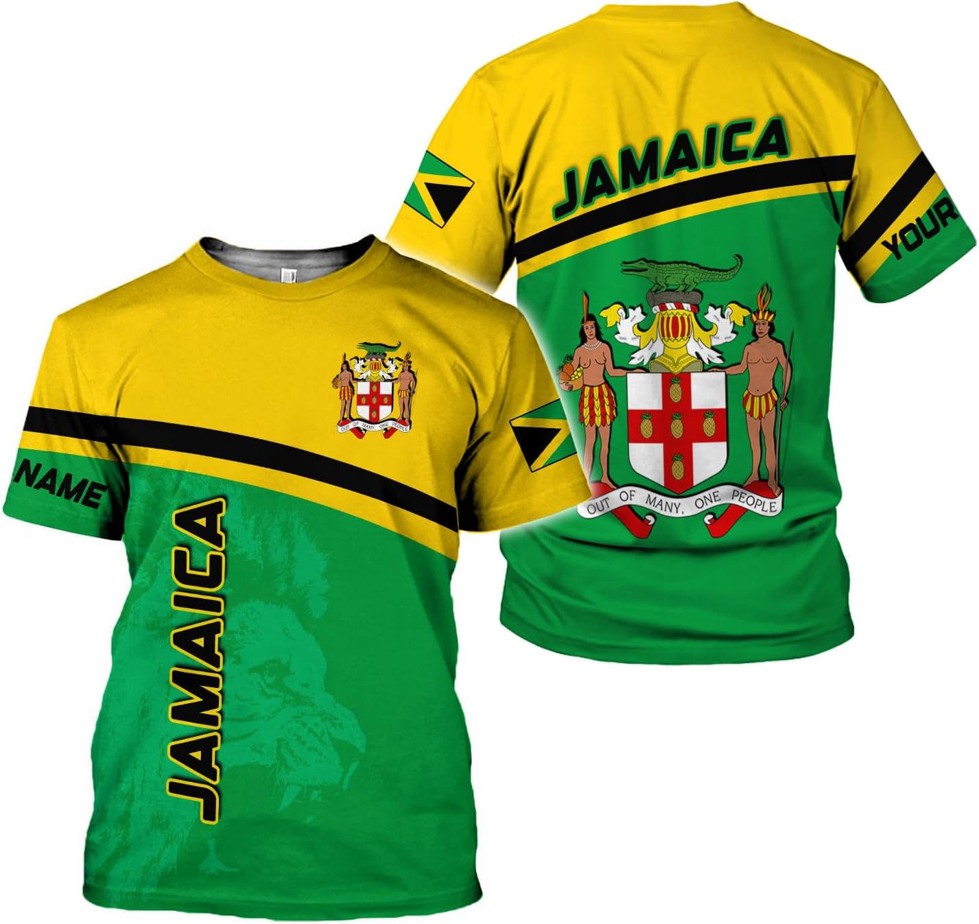 MoonArt Personalized Jamaica Shirt Custom Jamaica Flag Lion Hoodie for Men and Women, Jamaican Pride T-Shirt, Jamaicana