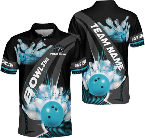 Ligthuy Personalized Name Bowling Polo Shirts 3D for Men and Women, Bowling Shirt, Bowling Shirts for Men Team Bowling Shirt
