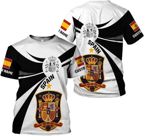 MoonArt Personalized Spain Shirt Custom Spain Espana Flag Shirts for Men and Women, Spain Spanish Pride