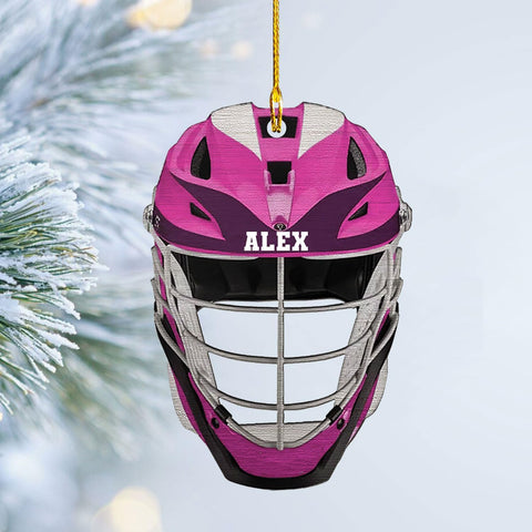 HomeDesign Personalized Lacrosse Ornament, Lacrosse Amor Shape Flat Ornament, Lacrosse Helmet Ornaments, Gifts for Lacrosse Lovers, Lacrosse Players, Lacrosse Christmas Ornament (LA 1)