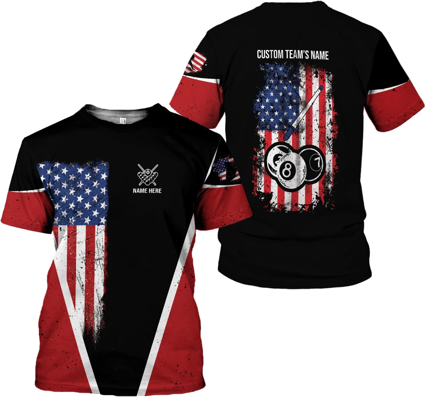 Pretyprints Personalized 3D Billiard Shirt Custom Name Men Women Team Apparel Pool 8 Ball Flag Tshirt Billiards Shirts Gift